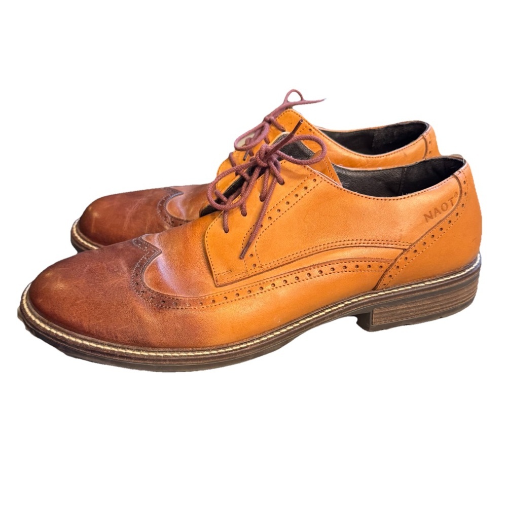 Naot Men's Magnate wingtip Oxford shoes cognac brandy Leather Size 14 | 47